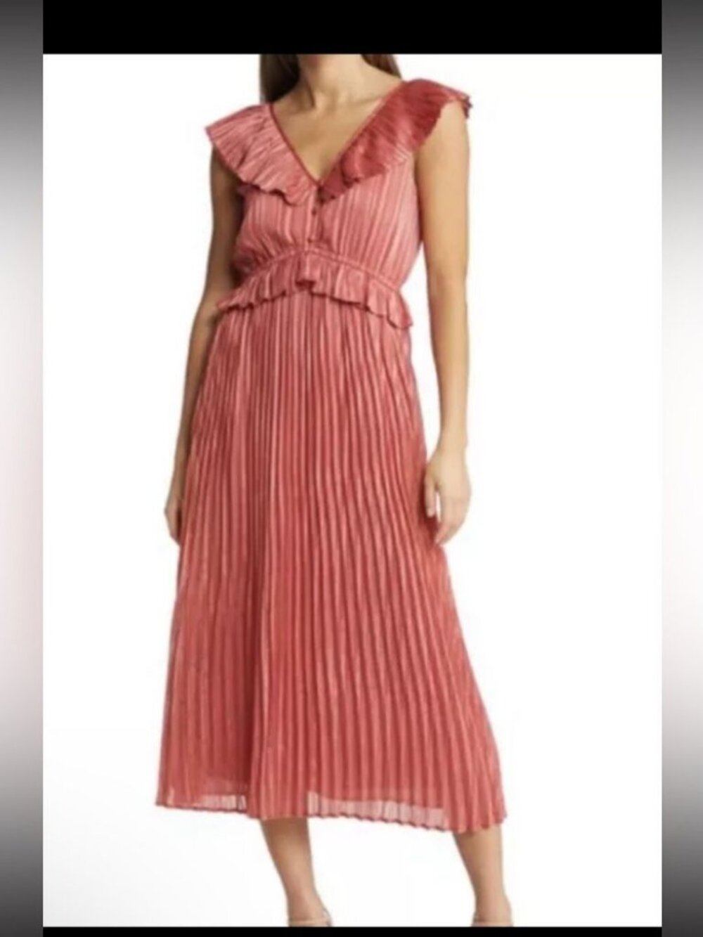 Adelyn Rae Cladelle Pleat Midi Dress In Copper Women’s Size Small